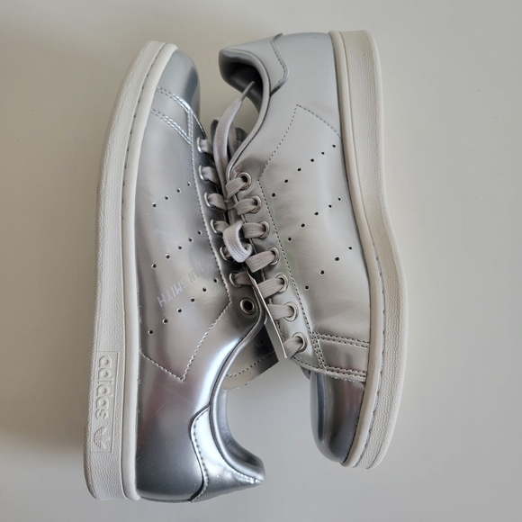 Adidas Stan Smith Silver Metallic Low Top Sneakers Women's Size US8.5 FW5477 - Picture 7 of 14